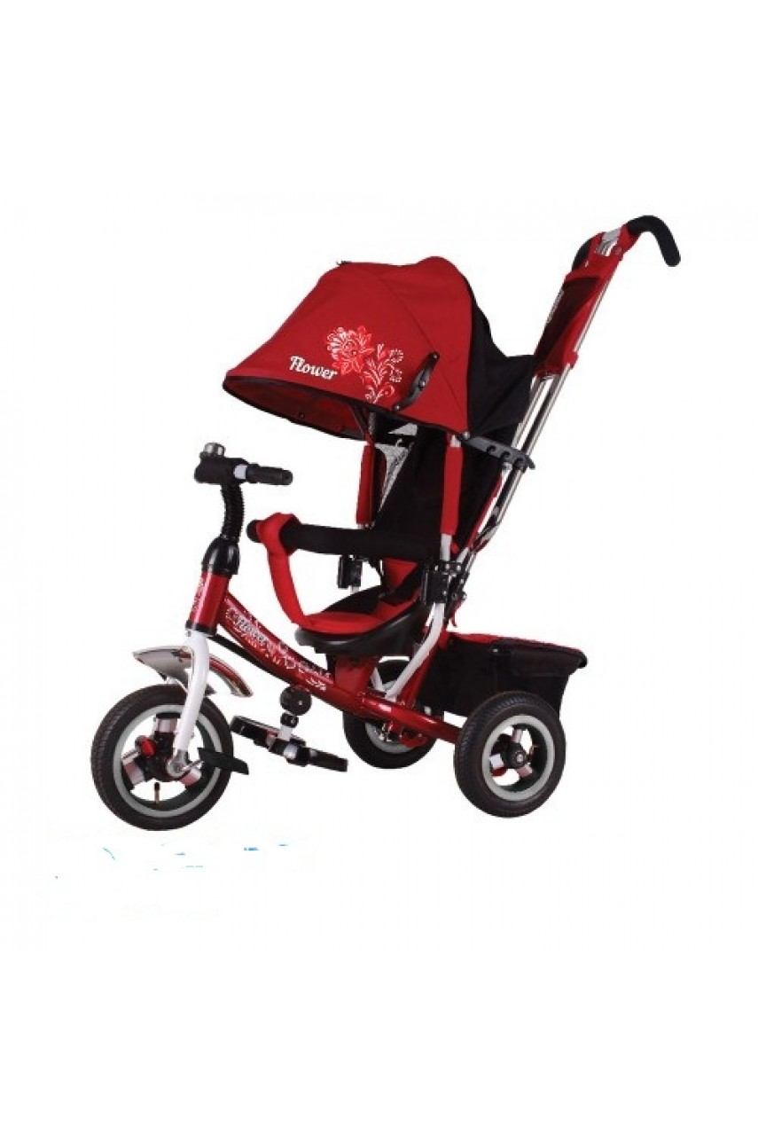 Детский трехколесный велосипед Flower JF7R красный Надувные колеса
