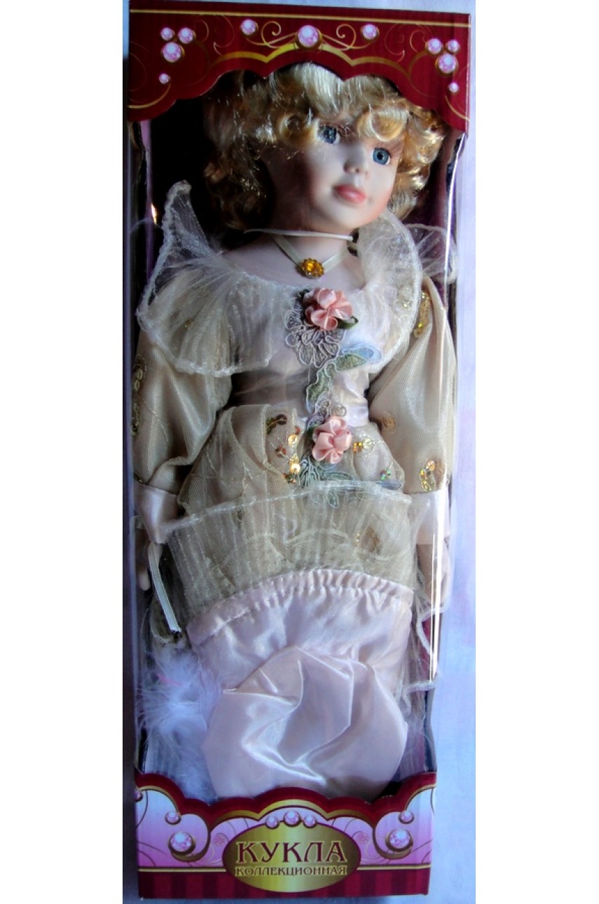 Кукла фарфоровая в бальном платье 40 см арт.с878