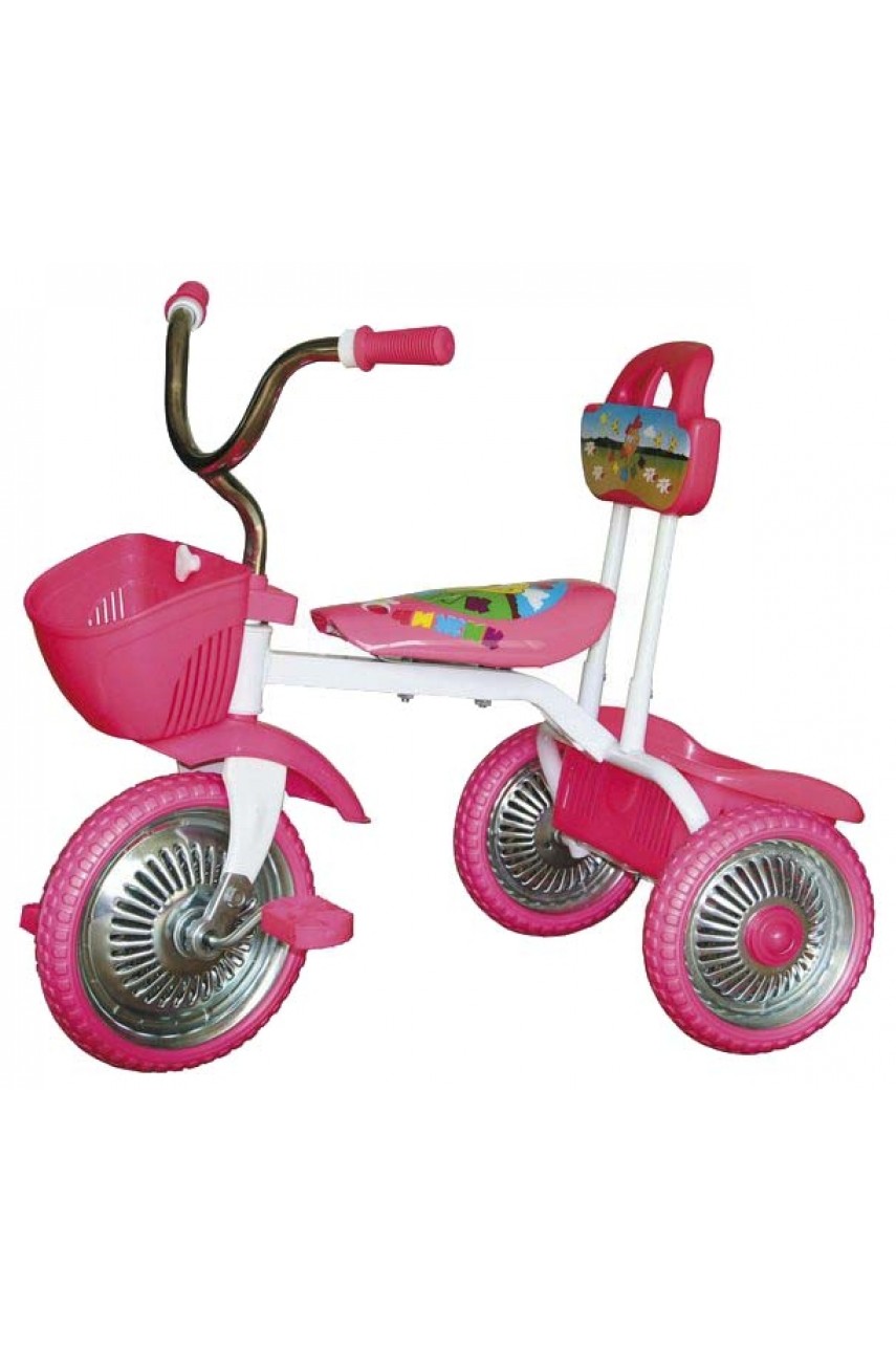 Детский трехколесный велосипед T001 розовый, красный, синий